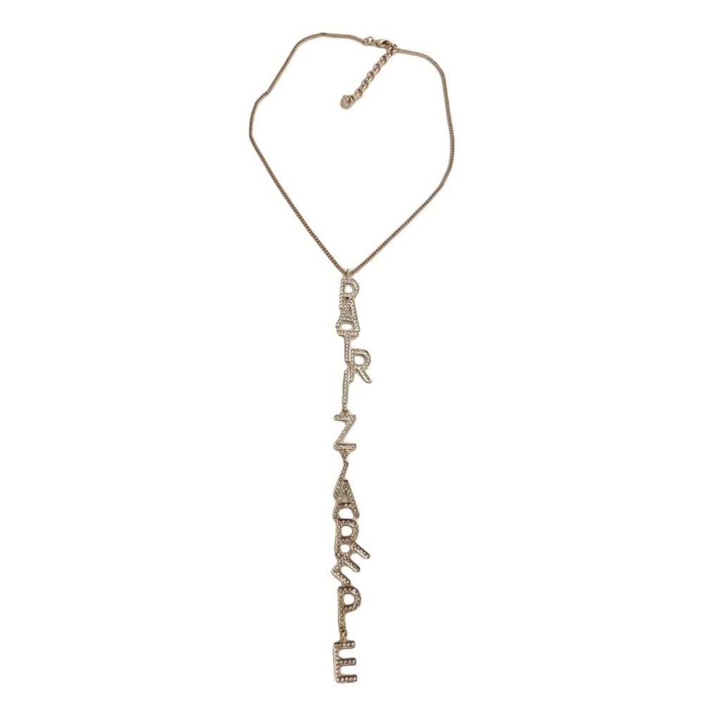 Patrizia Pepe Long Logo Necklace White Gold Crystals